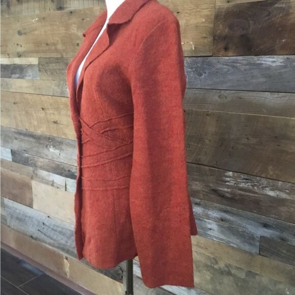 Cynthia Rowley medium burnt orange wool sweater front buttons sz L - Picture 3 of 5